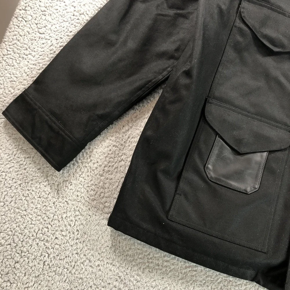 Polo Ralph Lauren Jacket Adult L Black Oiled Waxed Canvas Shooting Leather Chore